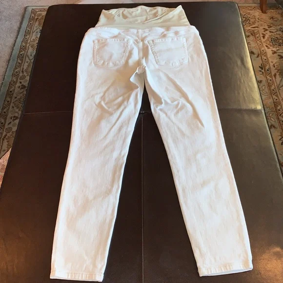 All Maternity 3/$10 Over Belly Maternity Stretch Denim Ecru Pants Size 8 - Picture 3 of 9